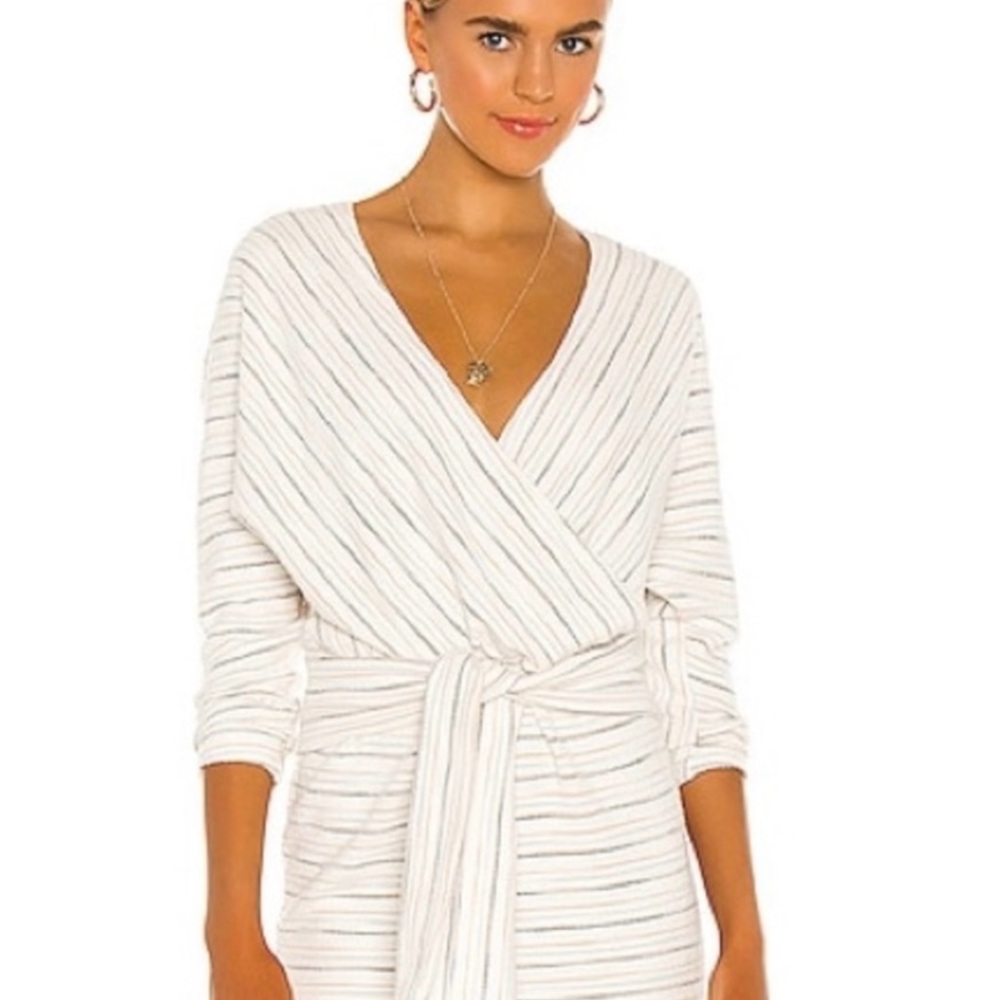 Striped Wrap Dress with Belt - Like New!